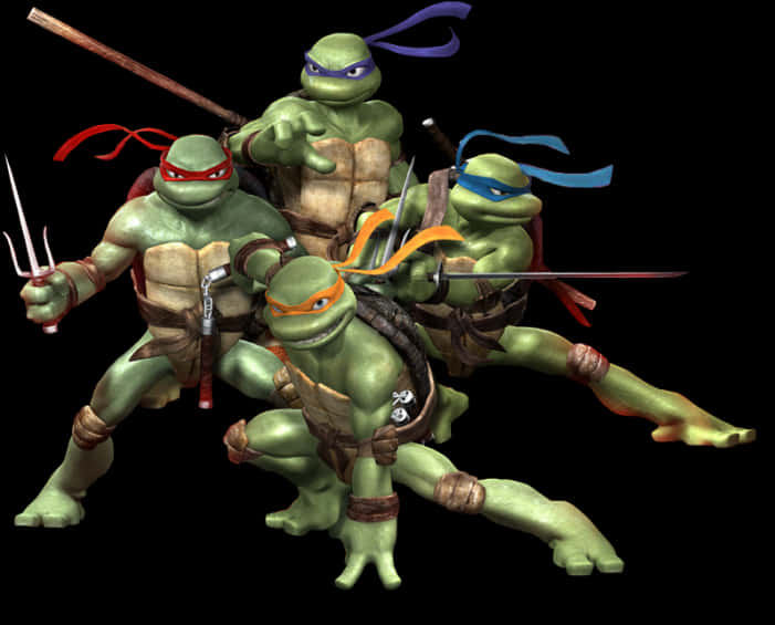 Teenage Mutant Ninja Turtles Team Pose PNG