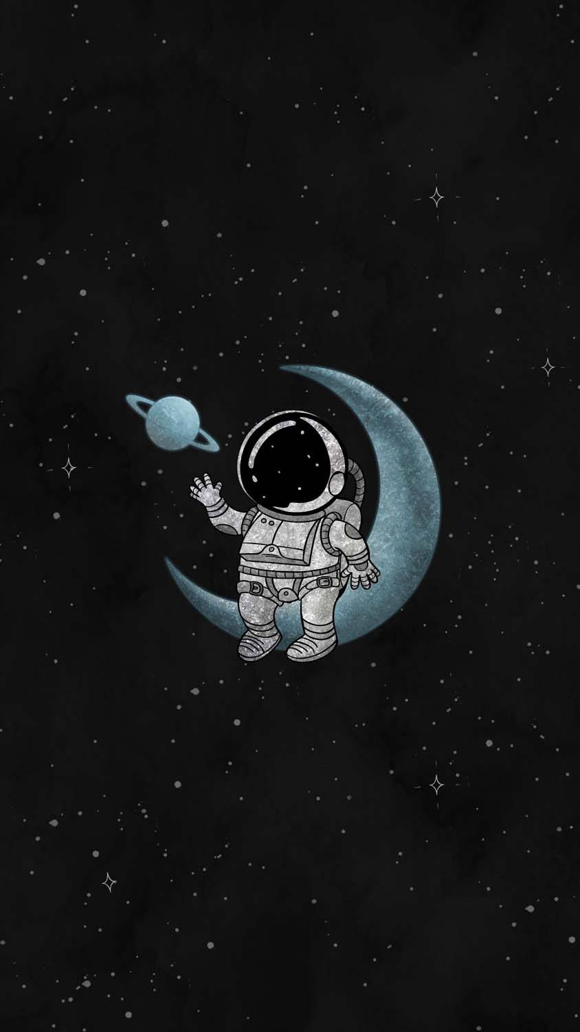 Tegneserie Astronaut Sidder På Månen Wallpaper