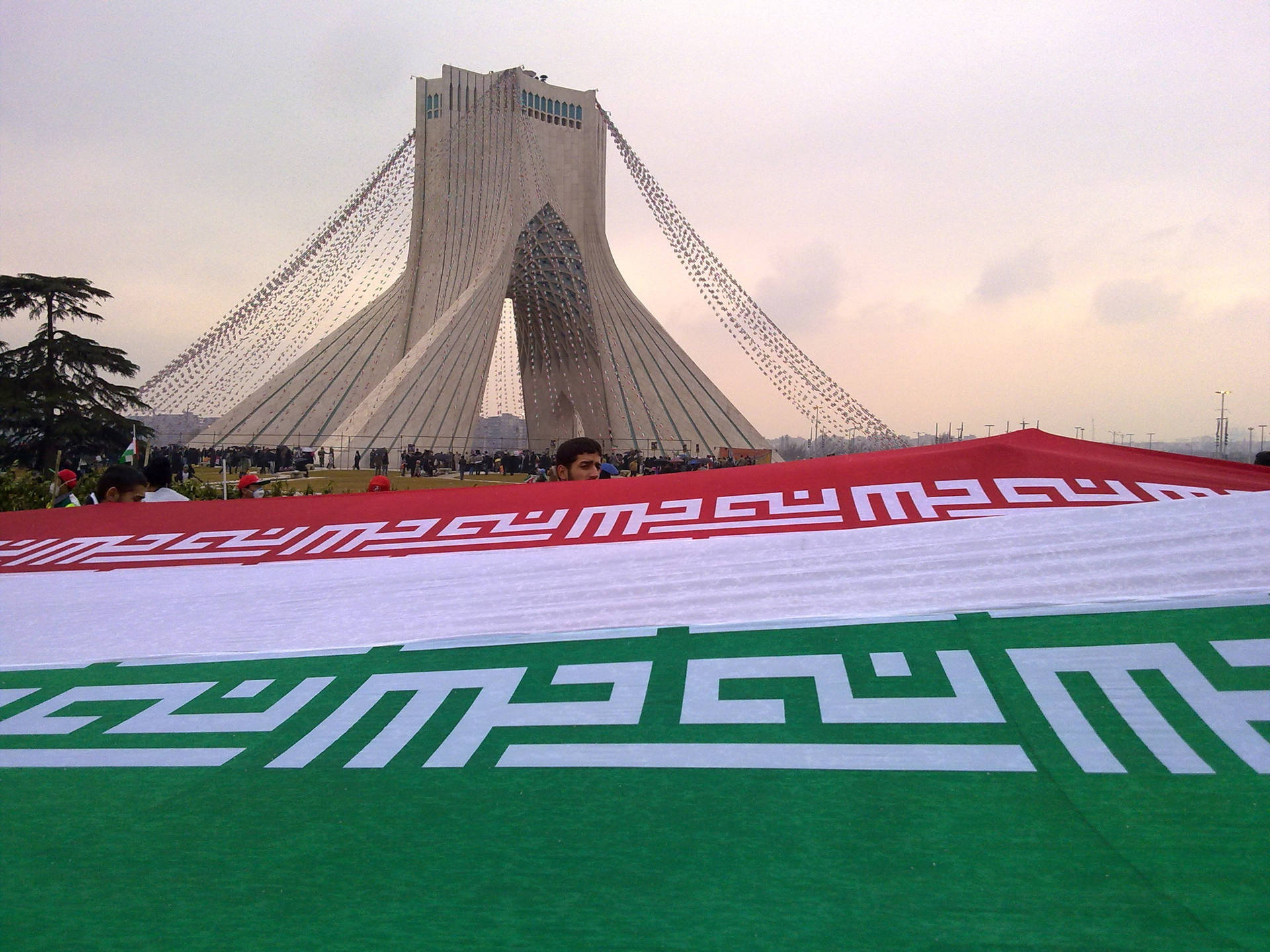 Flagget fra Teheran Iran Flise Tapet Wallpaper