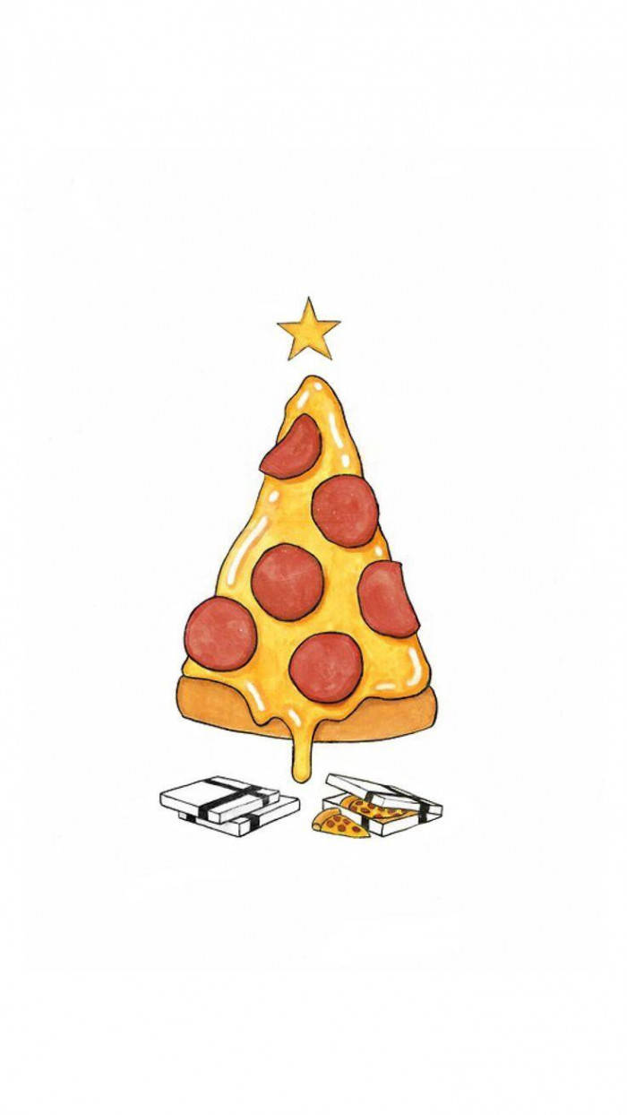 Telefone Engraçado Pizza Christmas Tree Papel de Parede