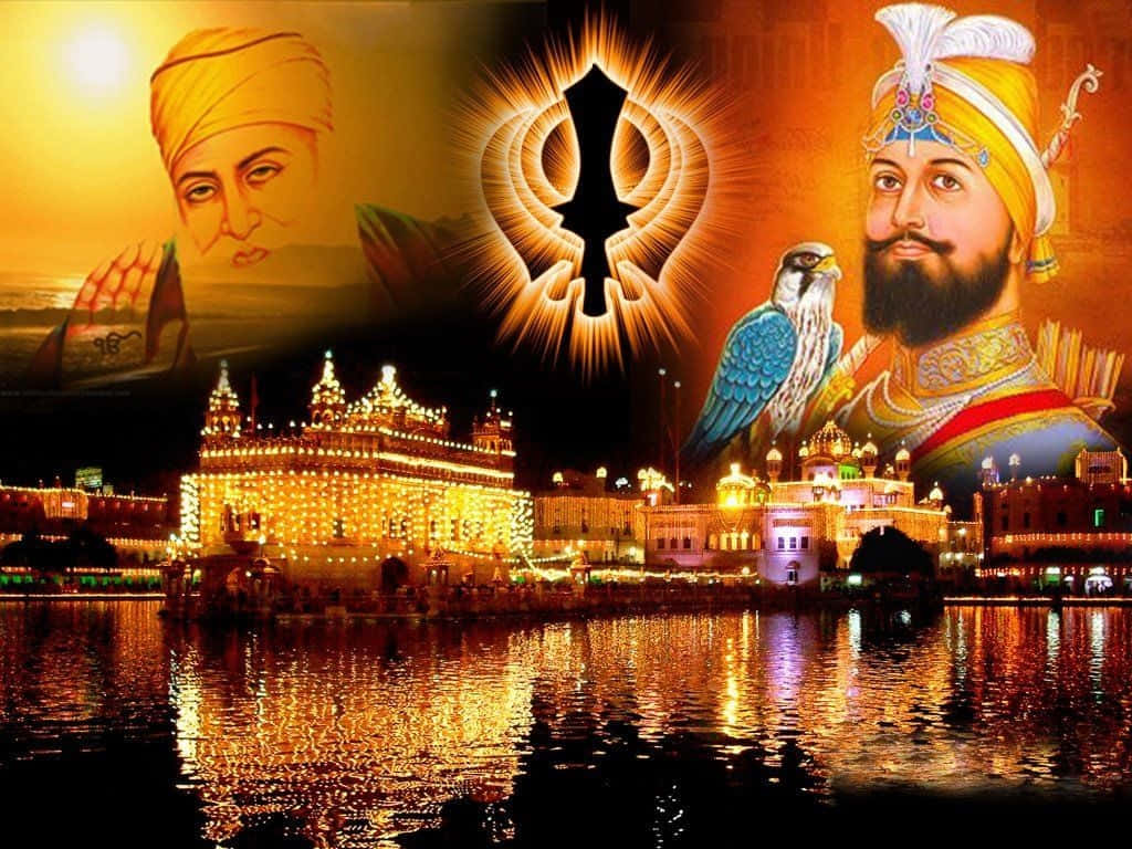 Telefonoo Sfondo Del Computer: Il Tempio D'oro Ad Amritsar Durante La Notte