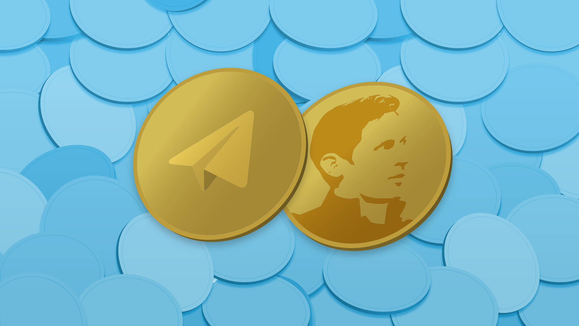 Iconode La Aplicación Telegram Con Monedas De Oro. Fondo de pantalla