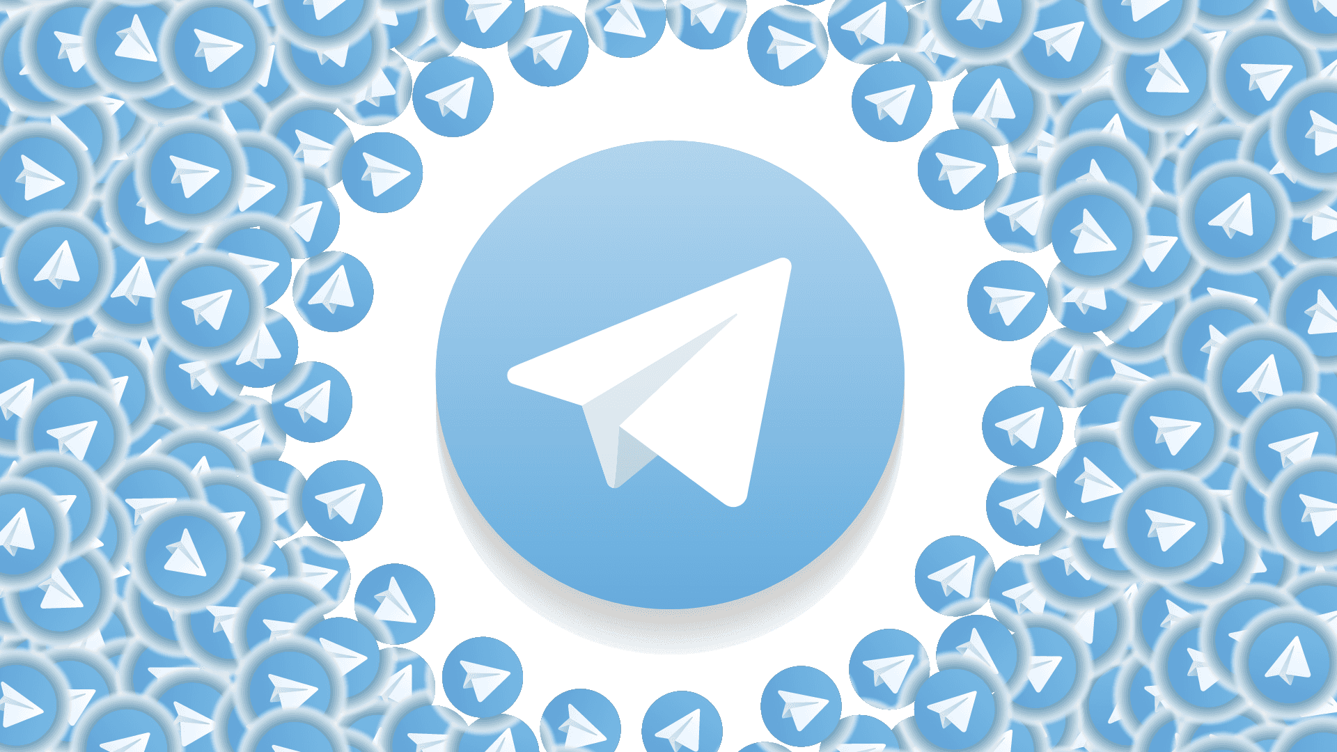 Enblå Telegram-logo Omgivet Af Blå Cirkler.