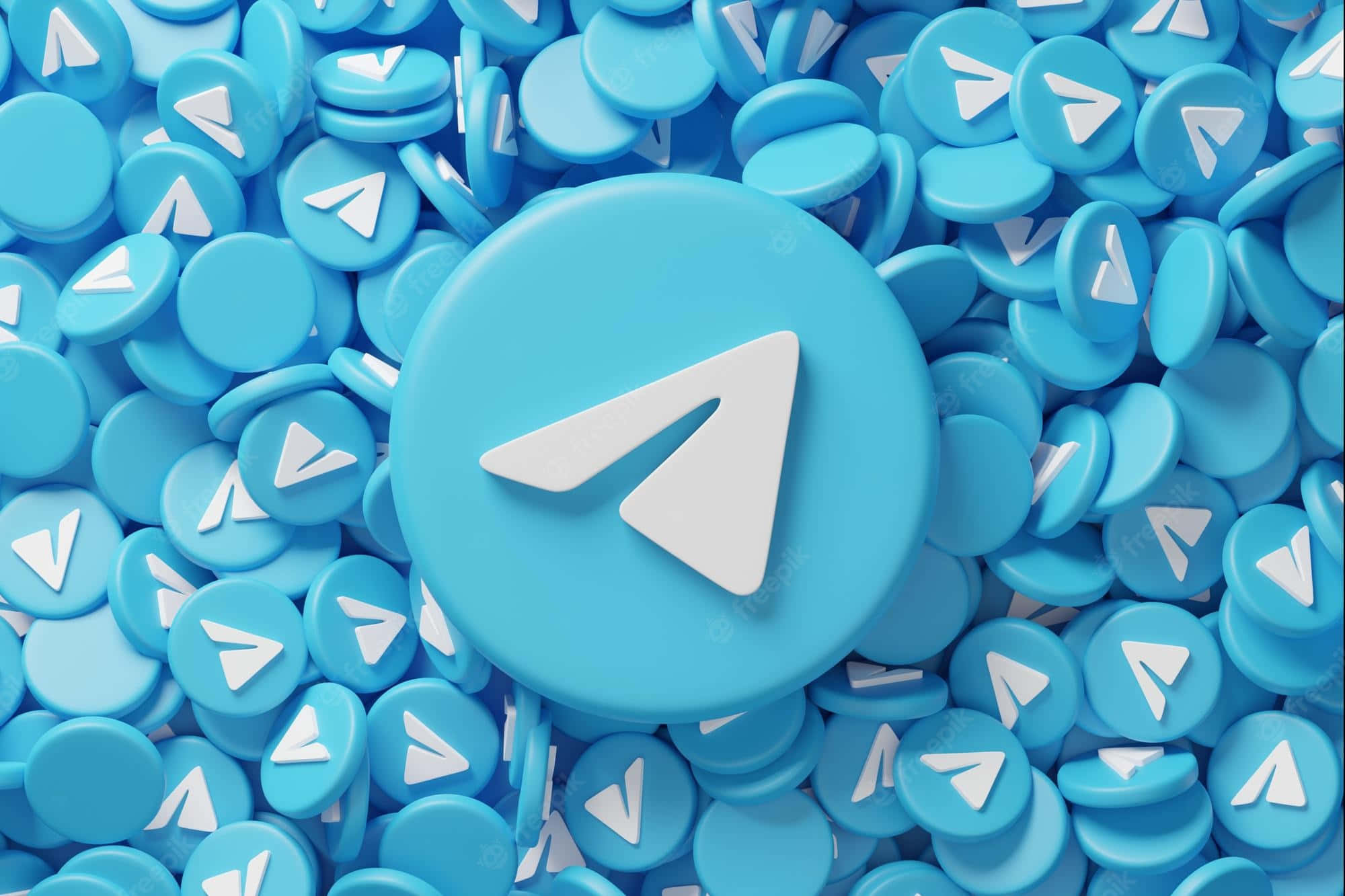 Enblå Knap Med Et Telegram-logo På Det.