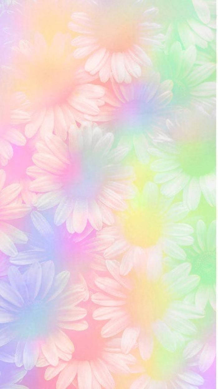 Telegramweiße Blumen Regenbogenfarben Wallpaper
