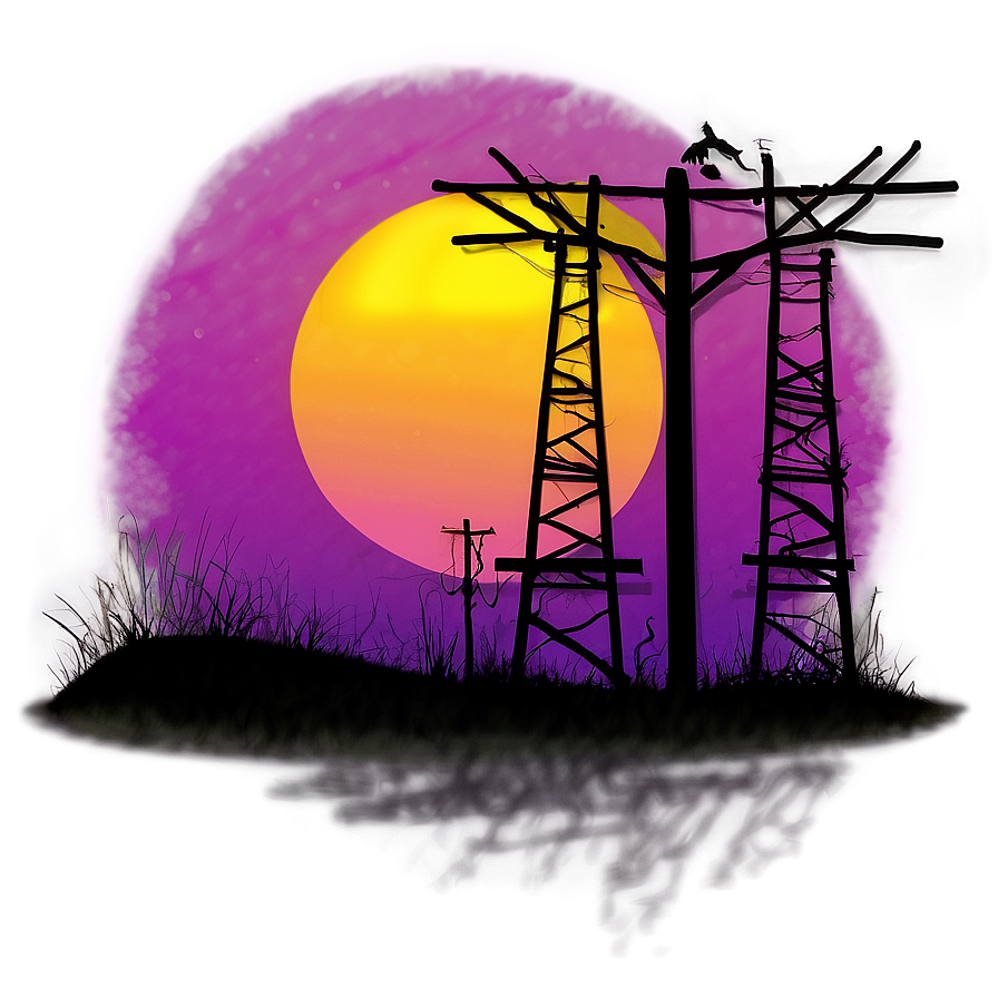 Telephone Pole Sunset Background Png 2 PNG