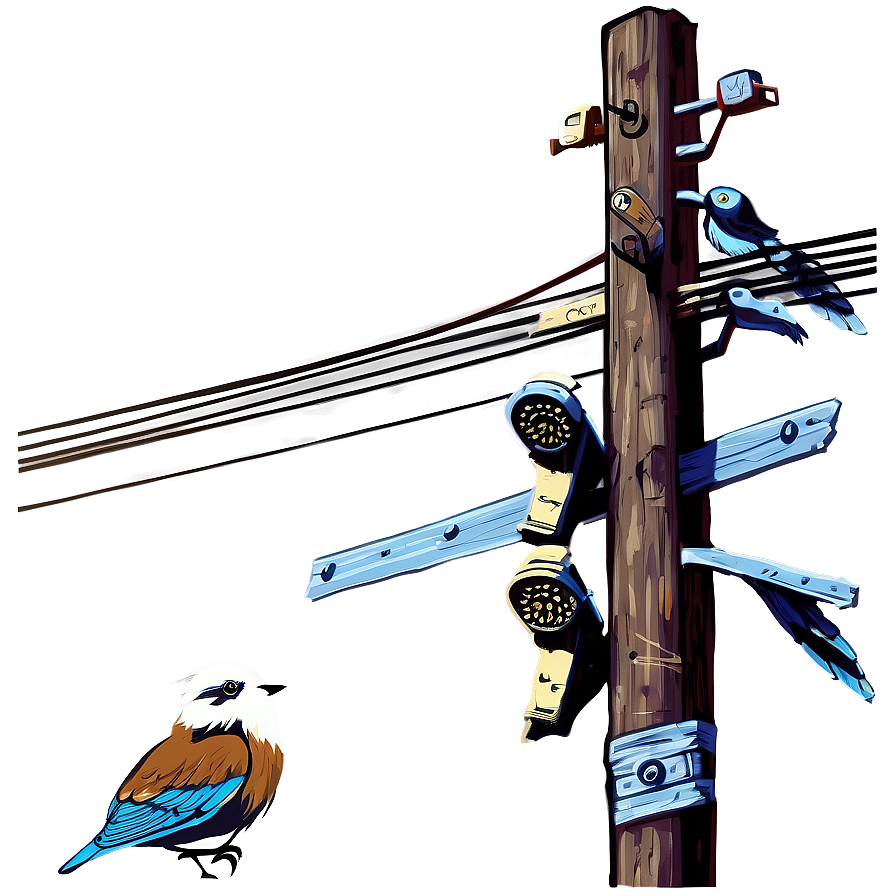 Telephone Pole With Birds Png 33 PNG