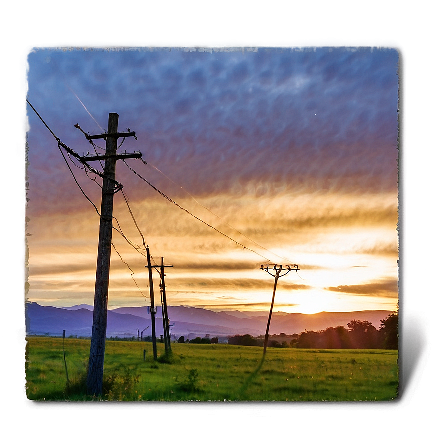 Telephone Pole With Sunset Glow Png Wky PNG