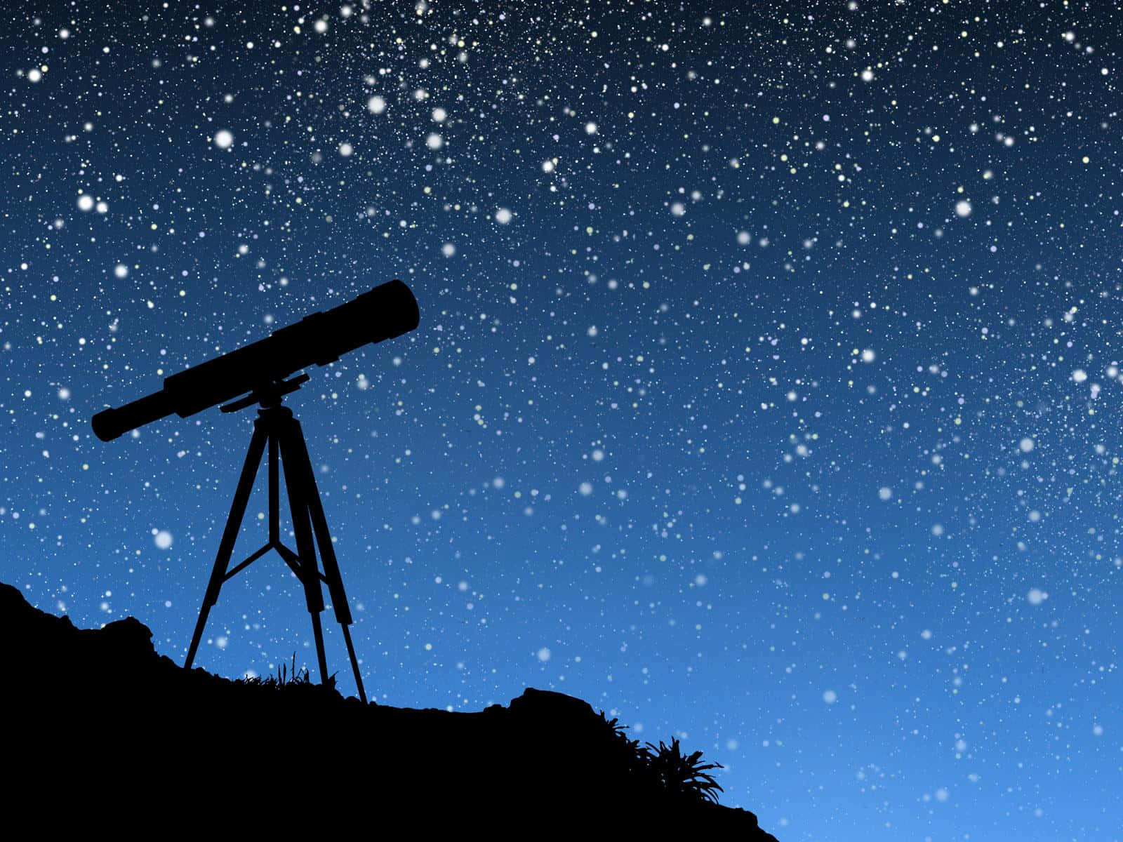 Telescope Silhouette On Astronomy Night Sky Wallpaper