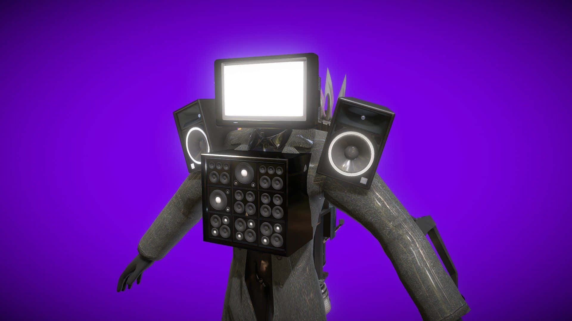Television Head Robot Purple Background Wallpaper