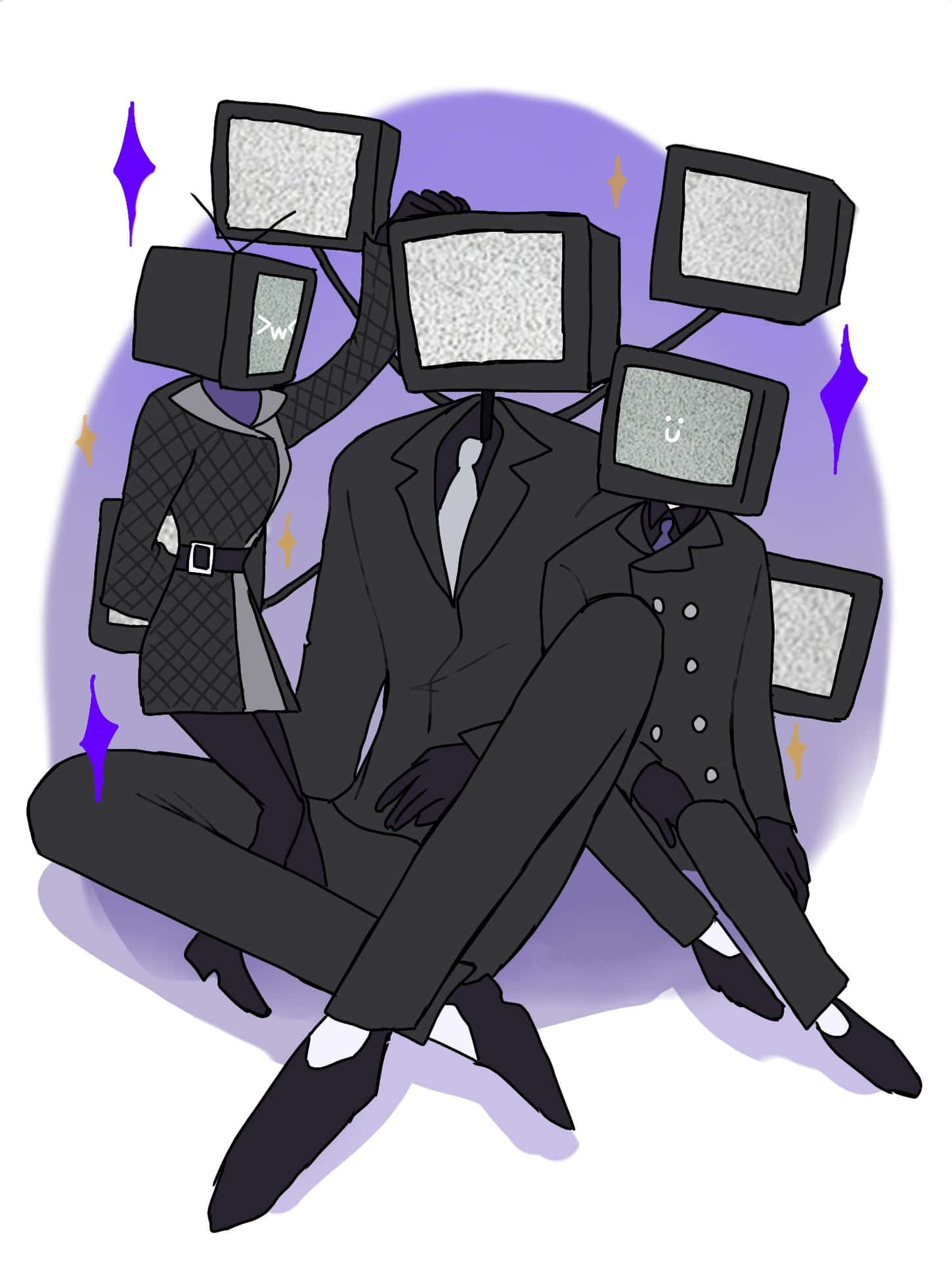 Television Headed Figures In Suits Wallpaper