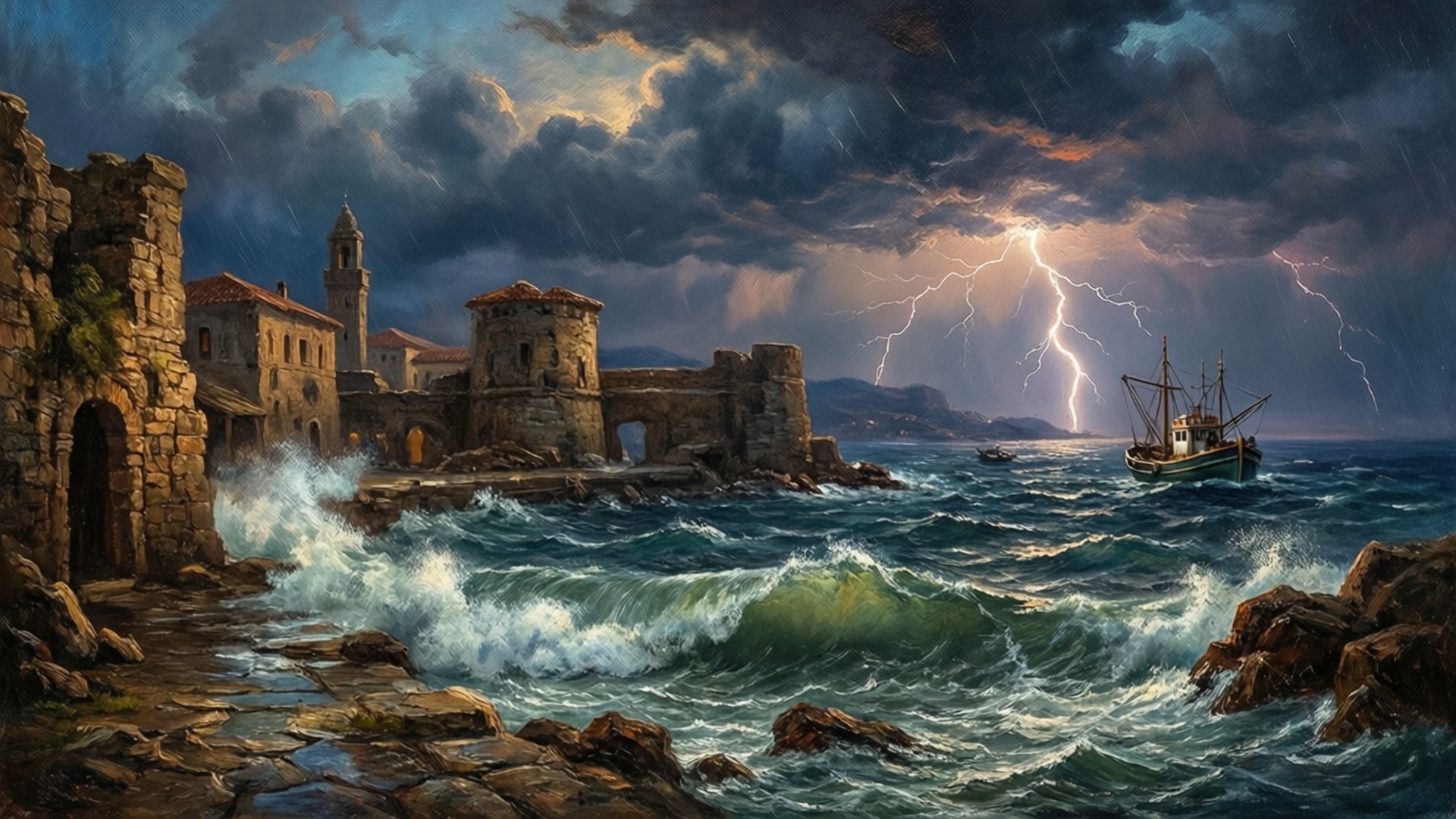 Stormfuld Havn Skumring Wallpapers