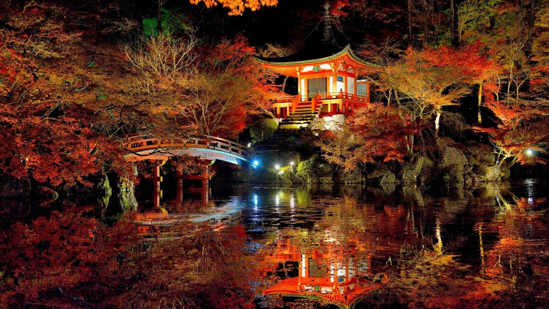 Temple In Japanese Nature Wallpaper