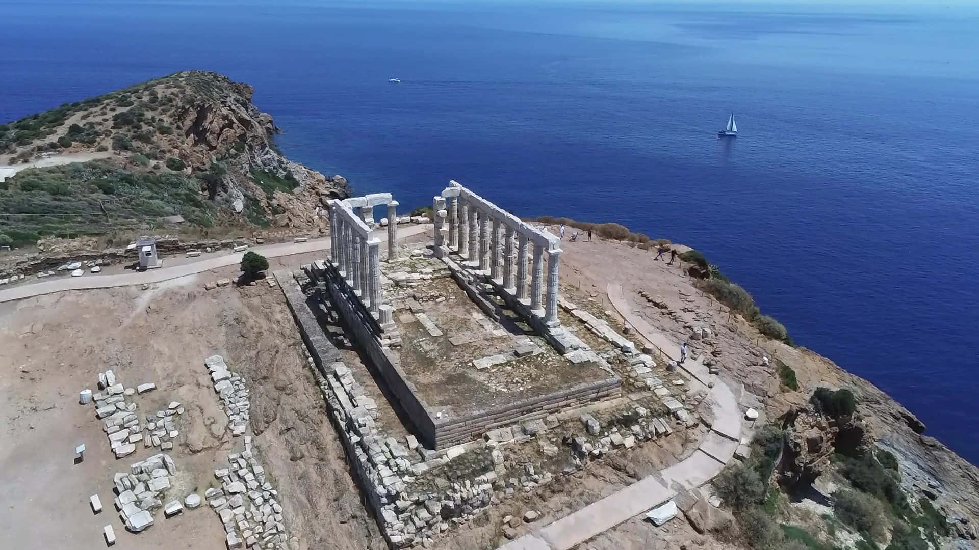 Tempiodi Poseidone A Sounion Sfondo