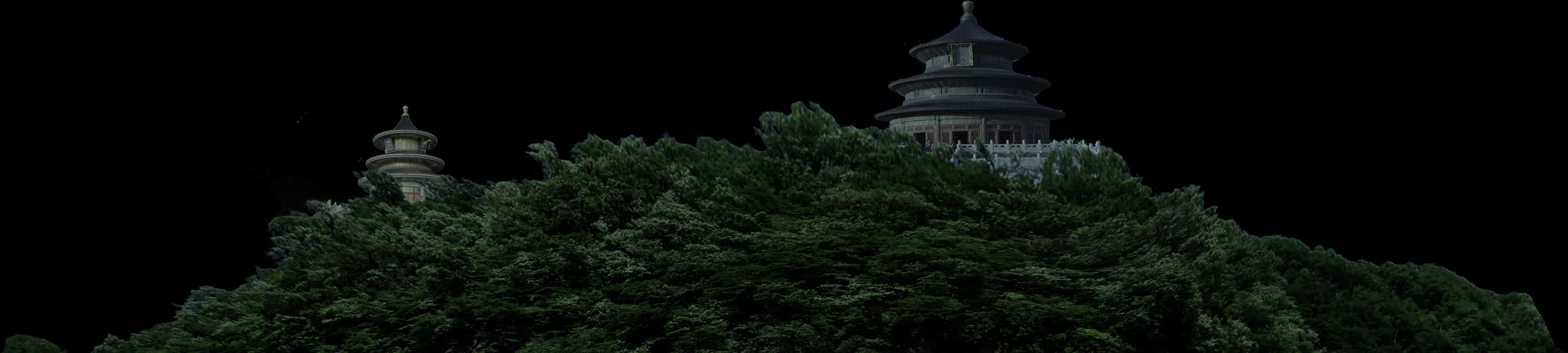 Temple_ Treetops_ Night_ Scene PNG