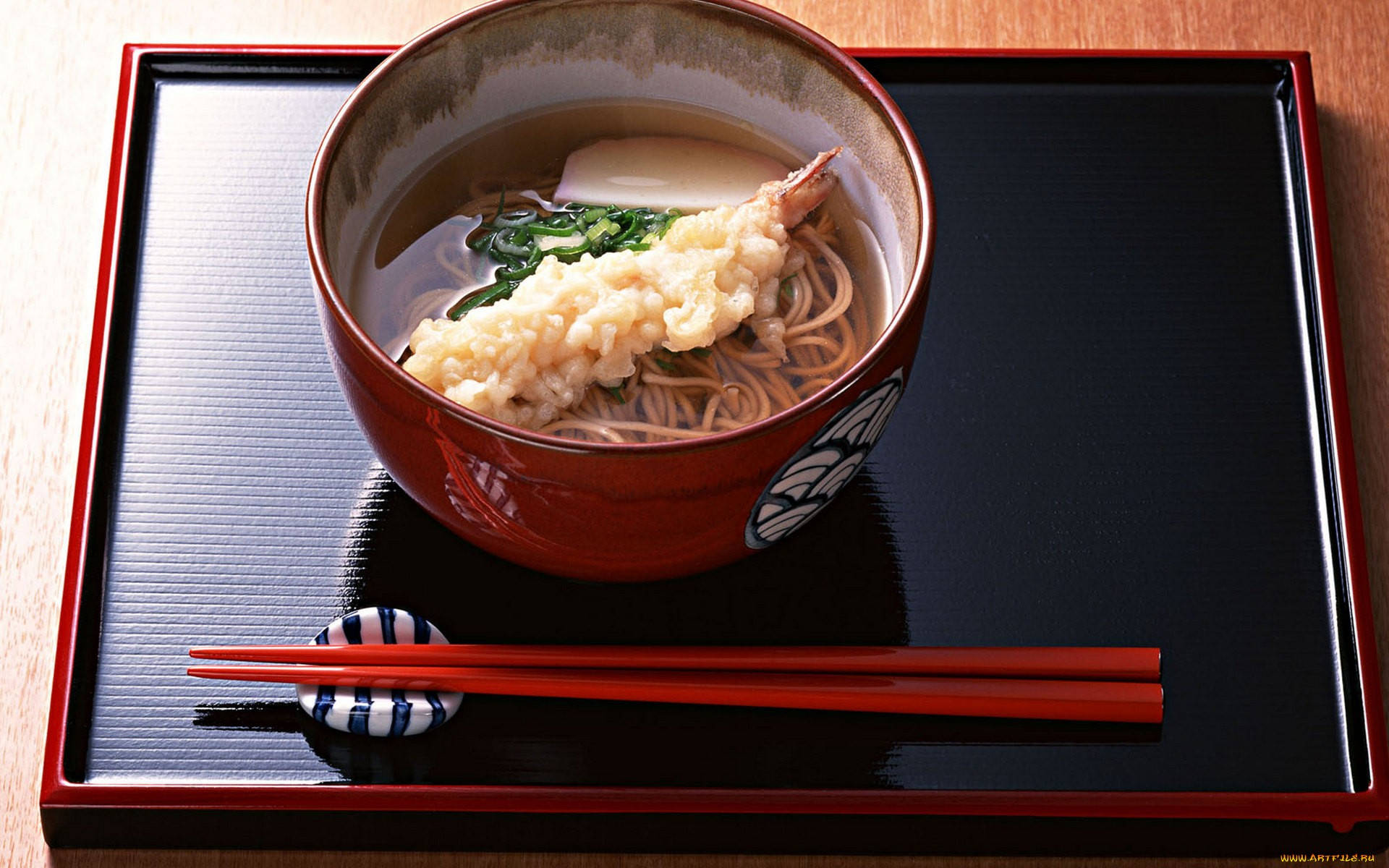 Opskriften på tempura nudler til et skærmbillede af misundelse. Wallpaper