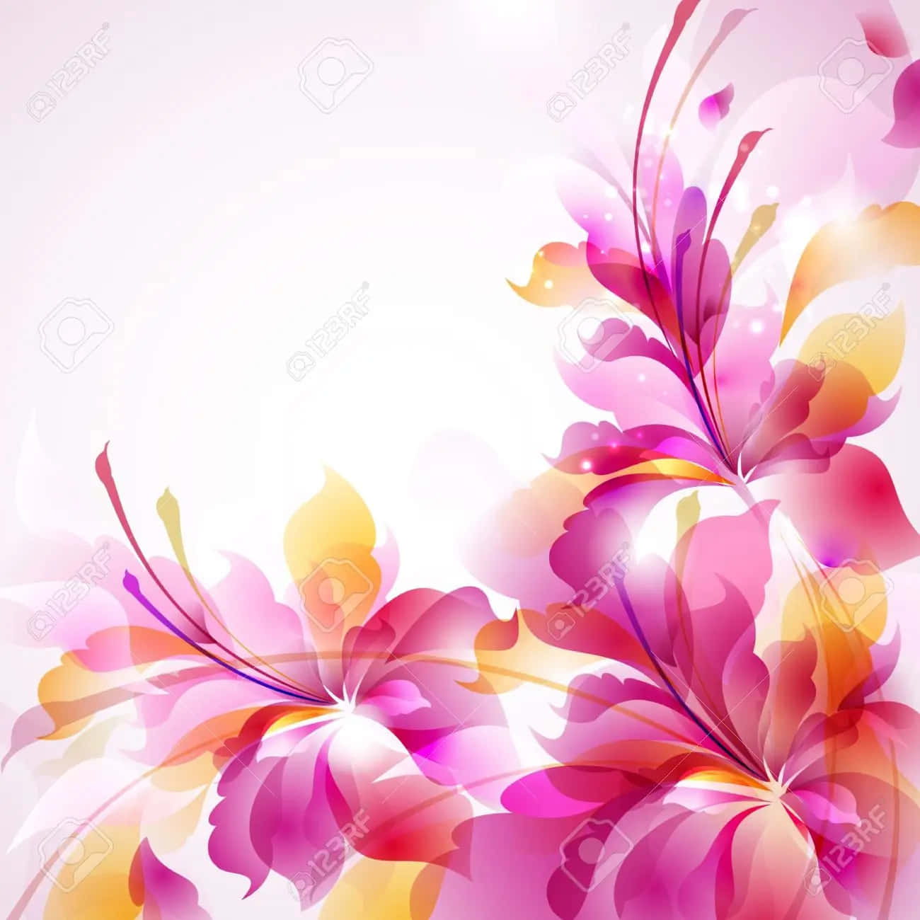 Tender Pink Flower Border Wallpaper