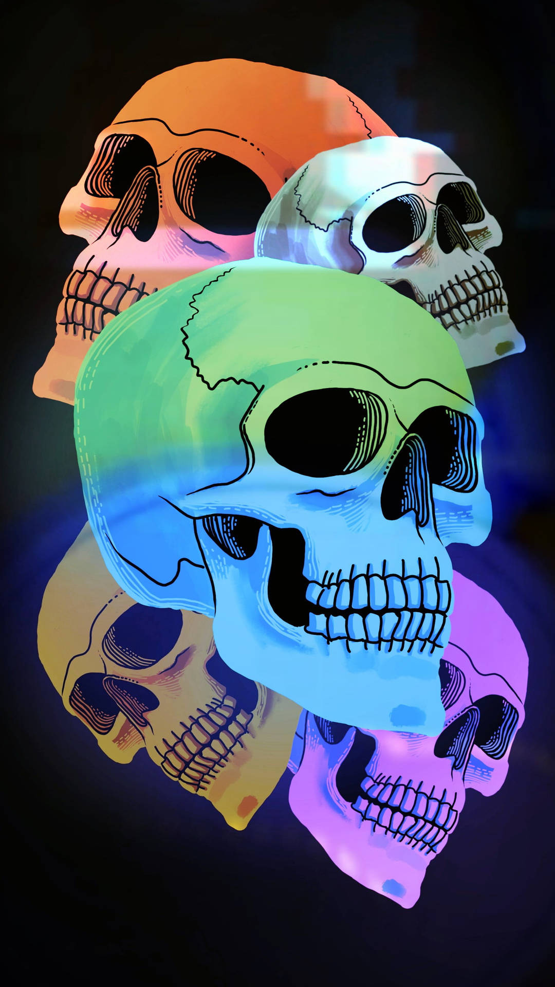 Tengkorak,muchos Cráneos, Muchos Colores. Fondo de pantalla