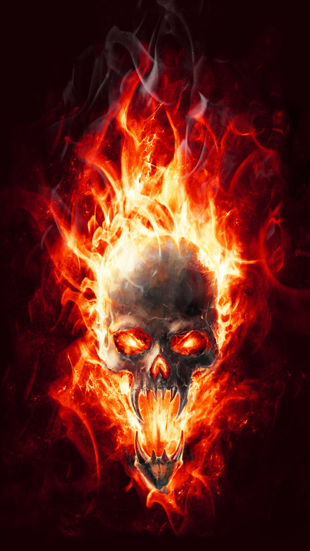 Tengkorak Red Flaming Skull Wallpaper
