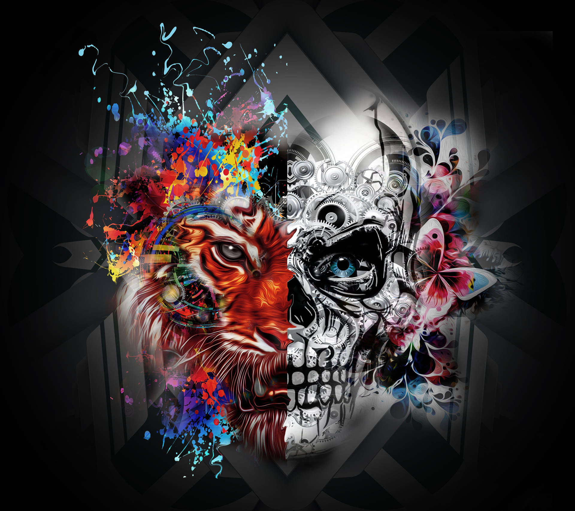 Skull Tiger Designs vil bringe lidenskab og stil til din skærm. Wallpaper