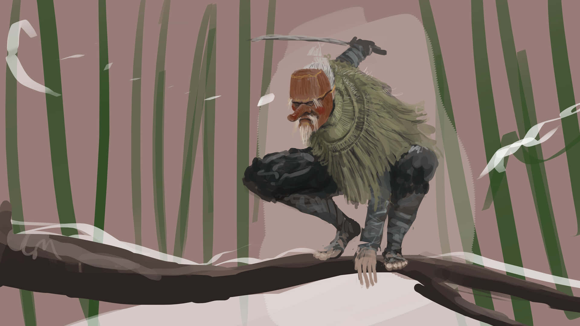 Mysterious Tengu amidst the forest. Wallpaper