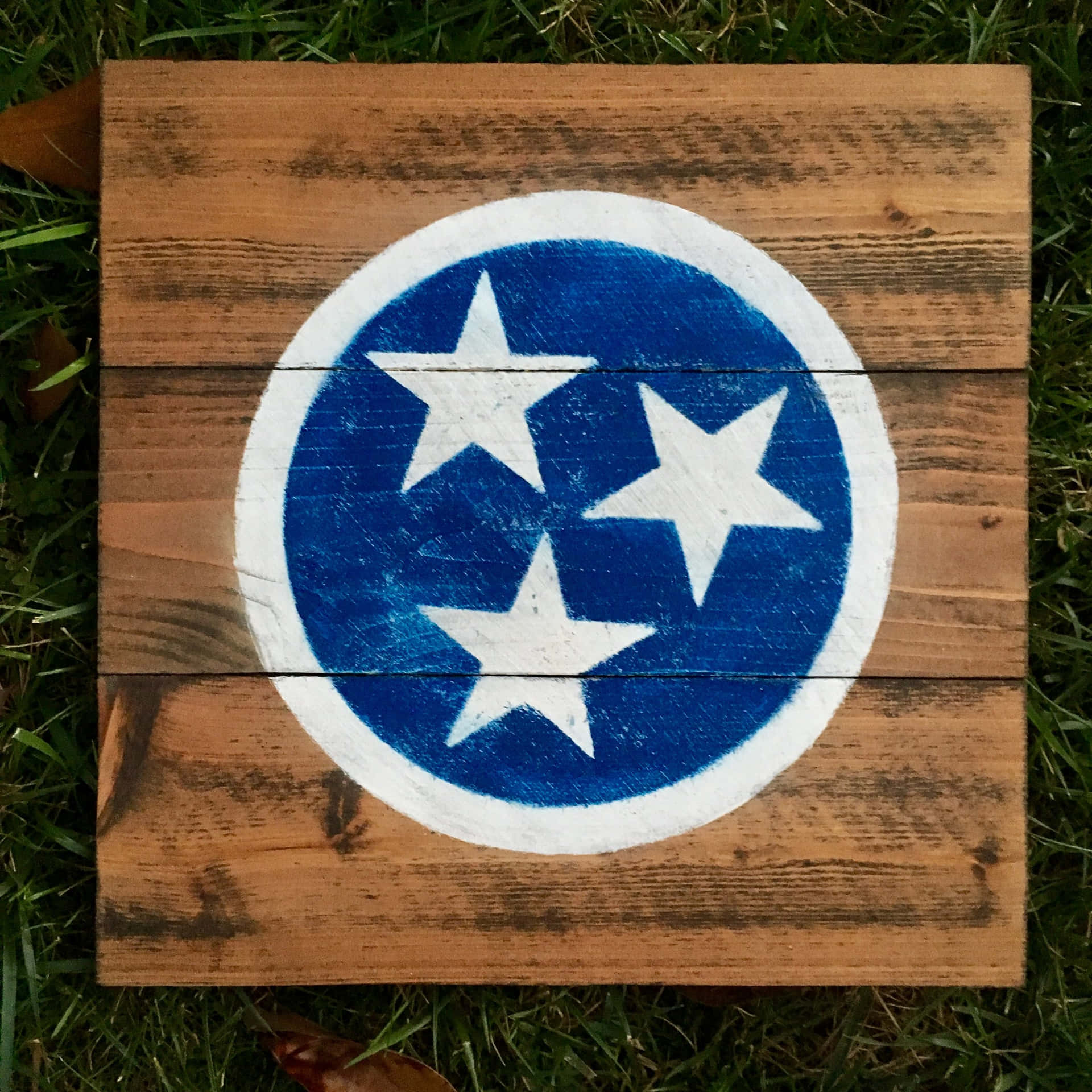 Tennessee State Flag Painted On A Wooden Board Wallpaper