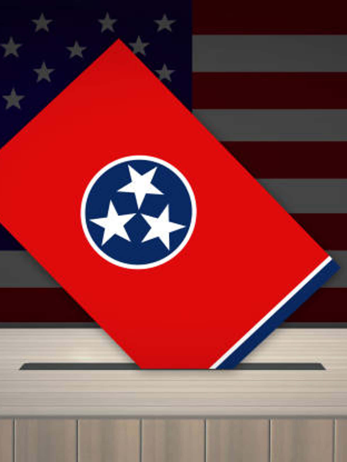 Scatoladi Voto Del Tennessee Con Bandiera E Bandiera Americana Sfondo