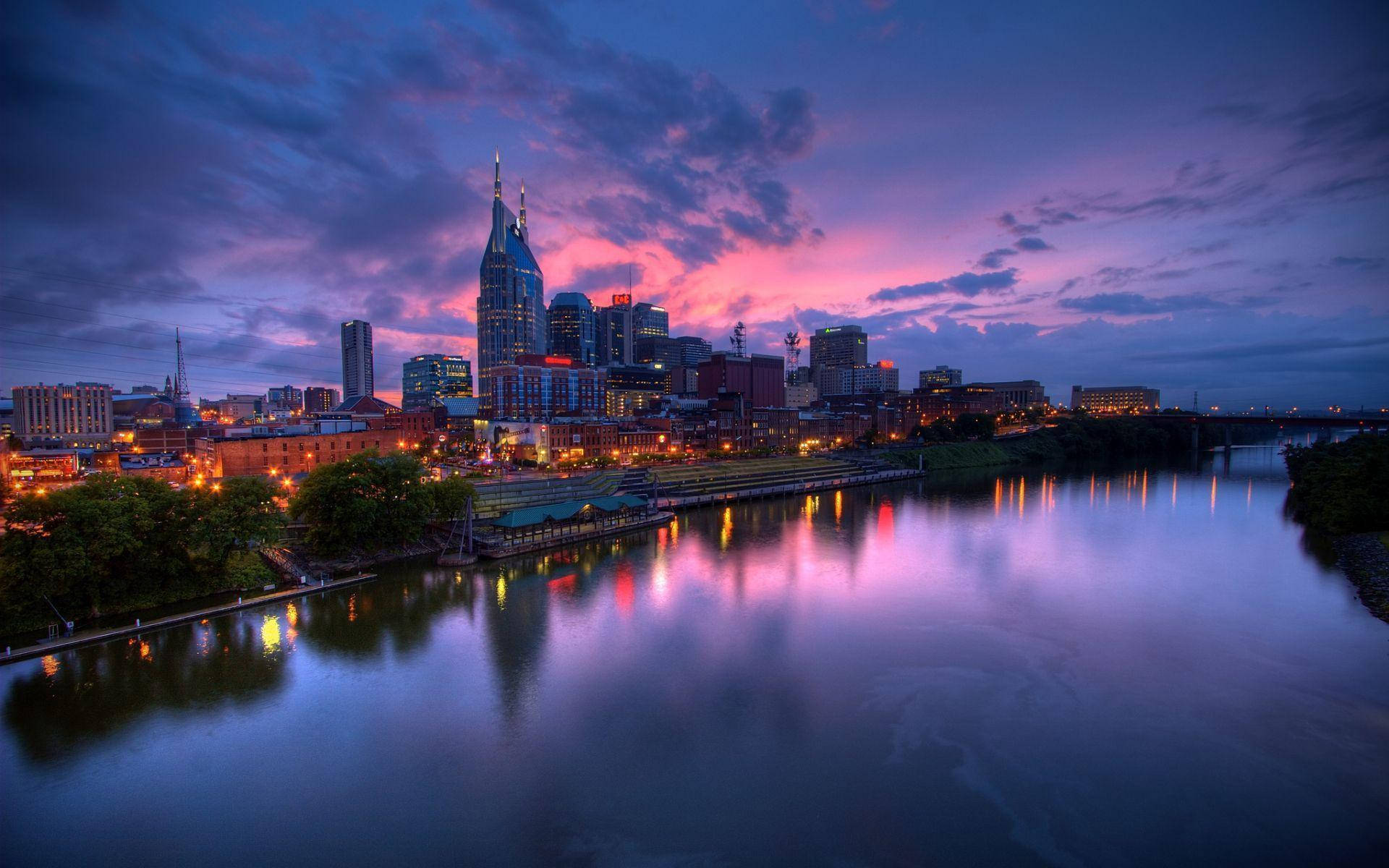 Tennessee Nashville Purple Sky Wallpaper