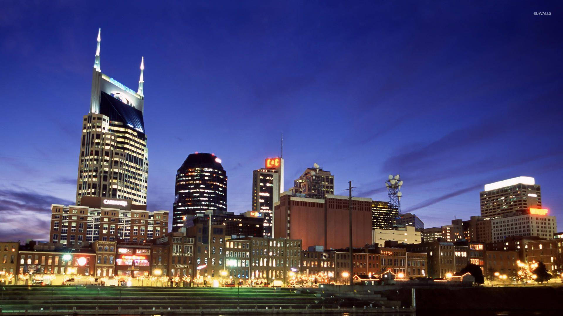 Tennessee Nashville Skyline: Tennesse Nashville Skyline Ist Ein Tolles Motiv Für Einen Computer- Oder Handy-hintergrund. Wallpaper