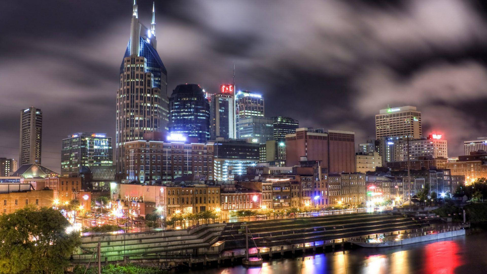 Tennessee Night Dark Clouds Nashville Wallpaper