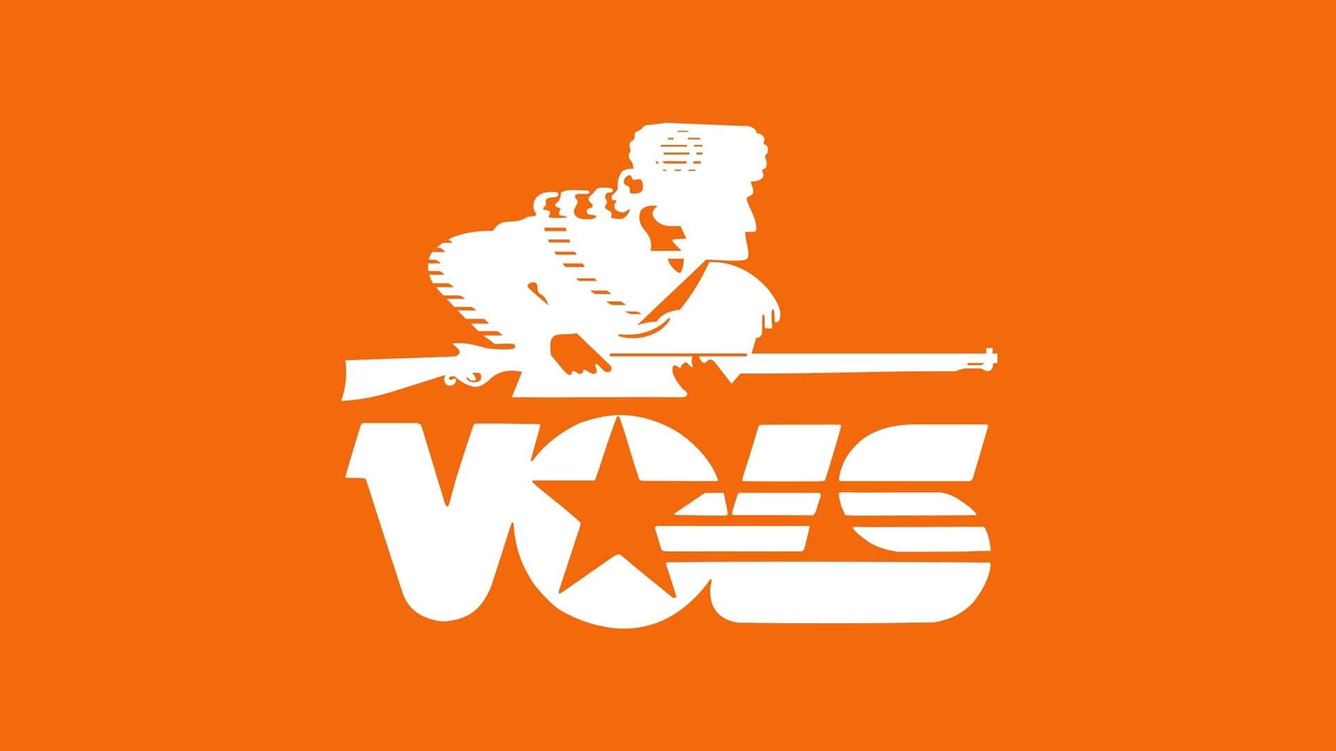 A White Logo With The Word Voos On An Orange Background Wallpaper