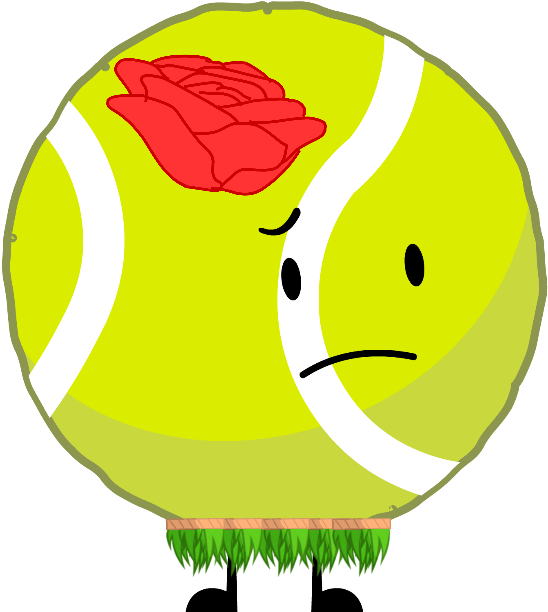 Tennis Ball Character With Rose PNG