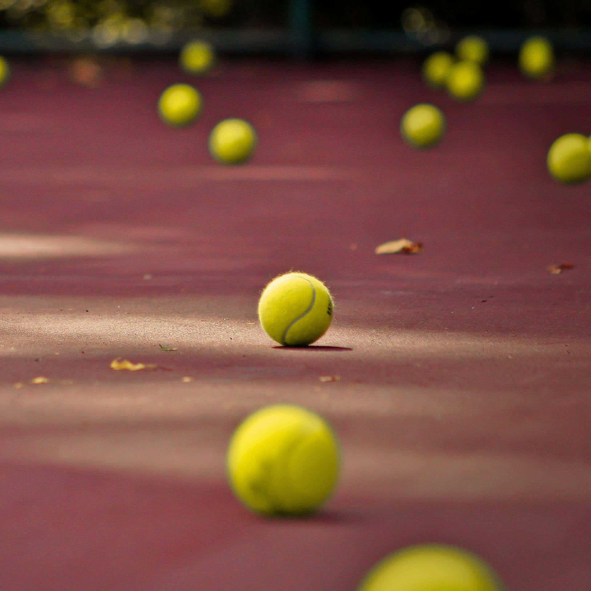 Tennis Ballson Court Autumn Wallpaper
