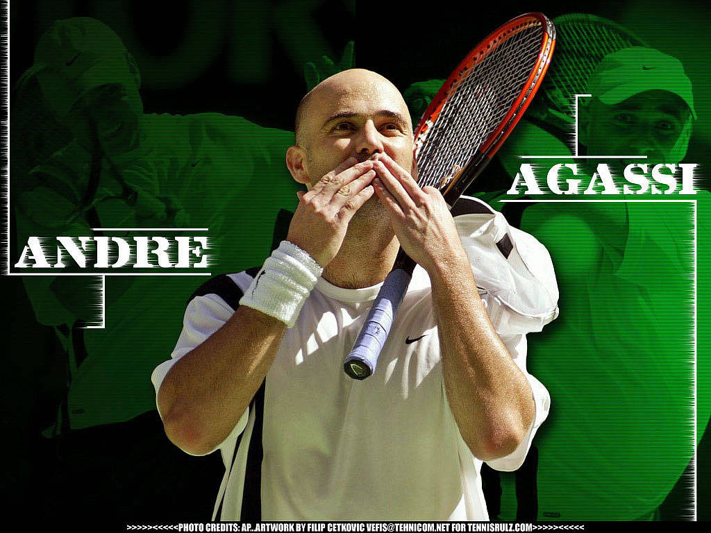 Tennis Icon Andre Agassi In Action Wallpaper