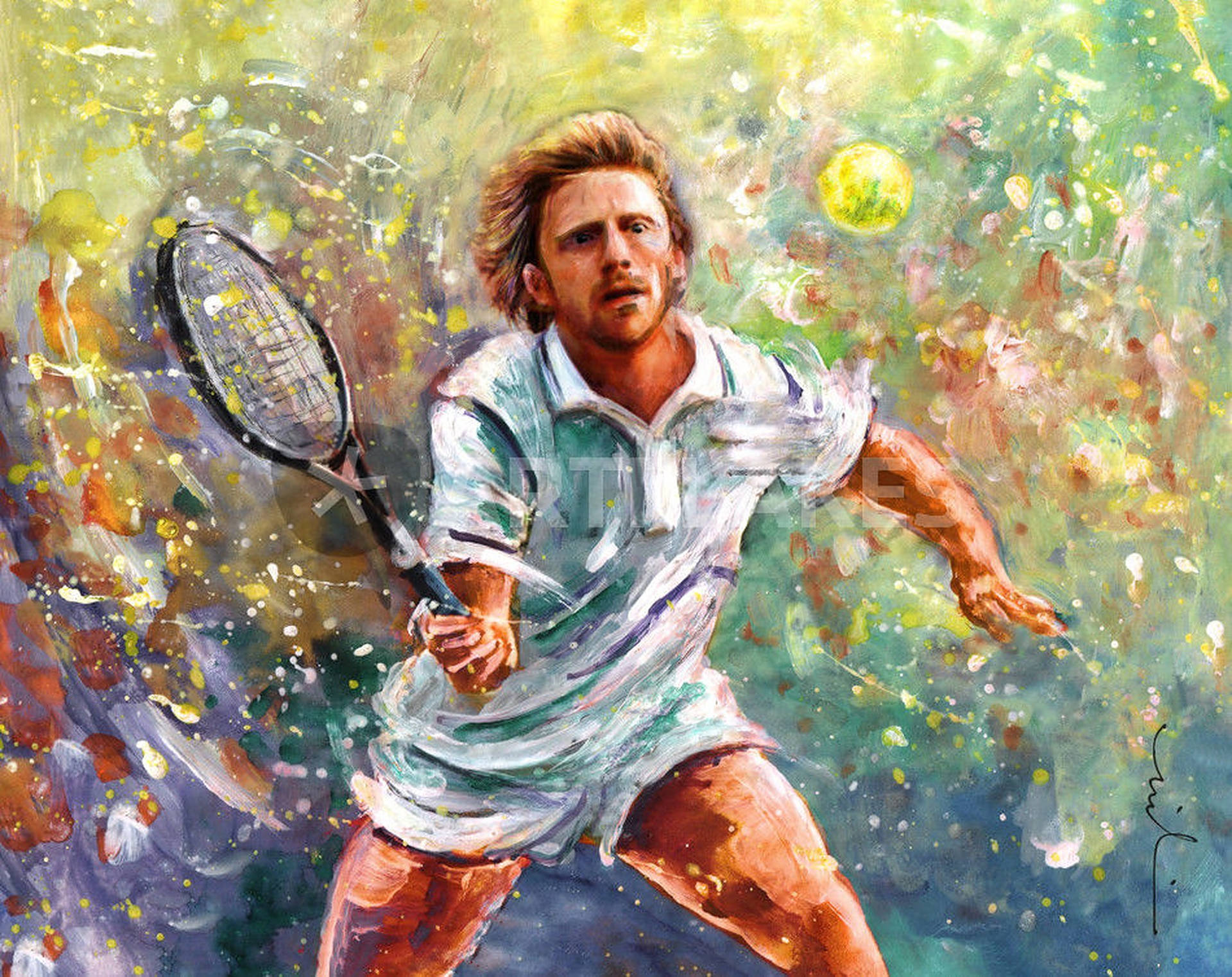 Tennis Legend Boris Becker's Powerful Forehand Wallpaper