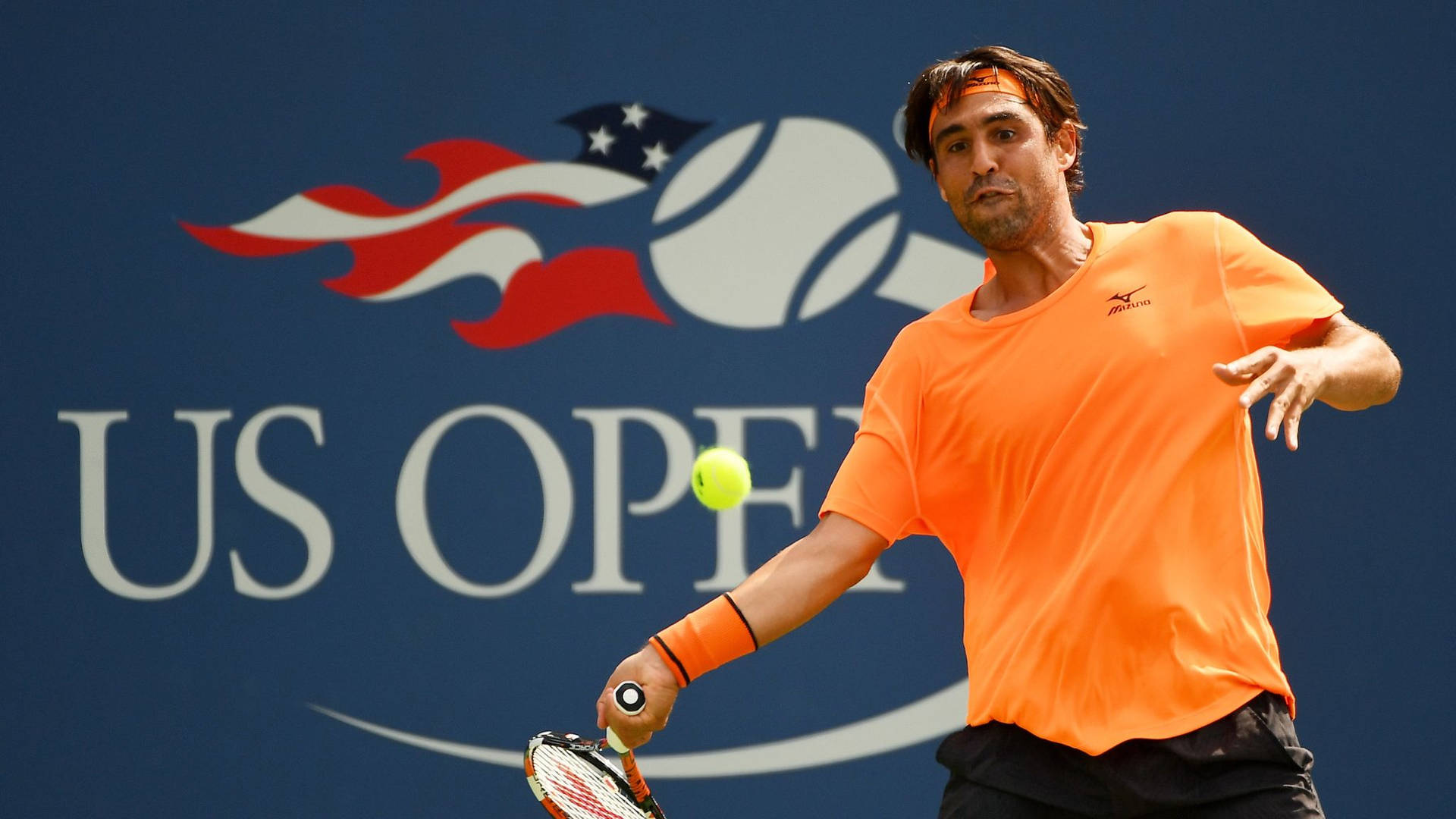 Caption: Marcos Baghdatis at the US Open tournament Wallpaper