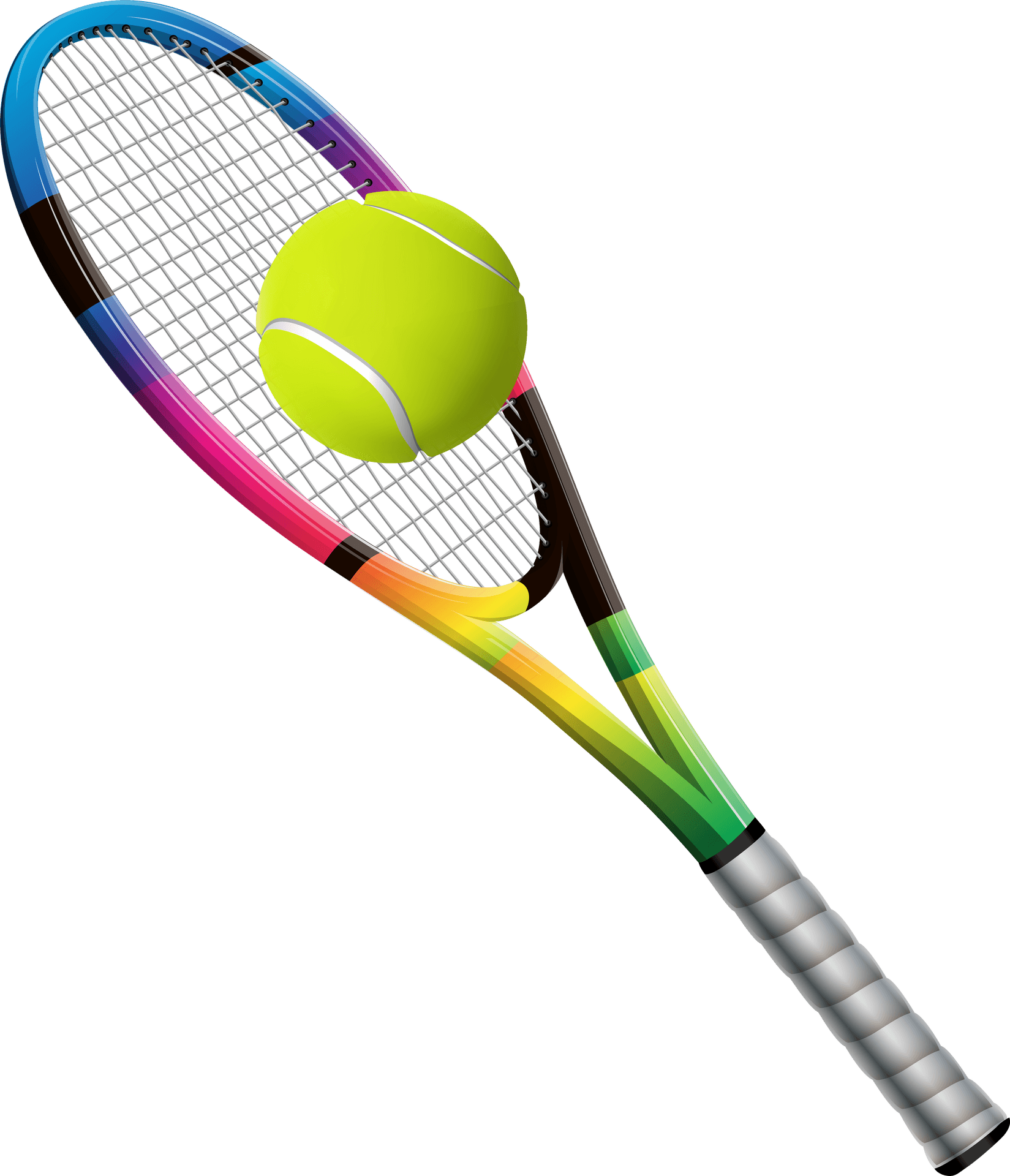 Tennis Racketand Ball Illustration PNG