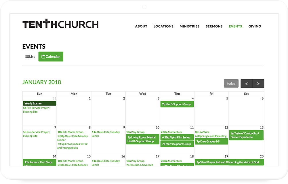 Tenth Church Events Calendar January2018 PNG