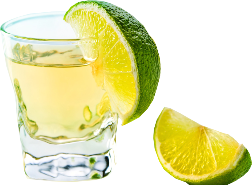 Tequila Shot With Lime Wedge PNG