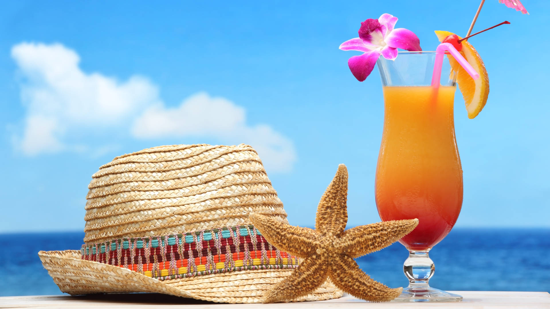 Tequila Sunrise Tropical Drink In Poco Wallpaper