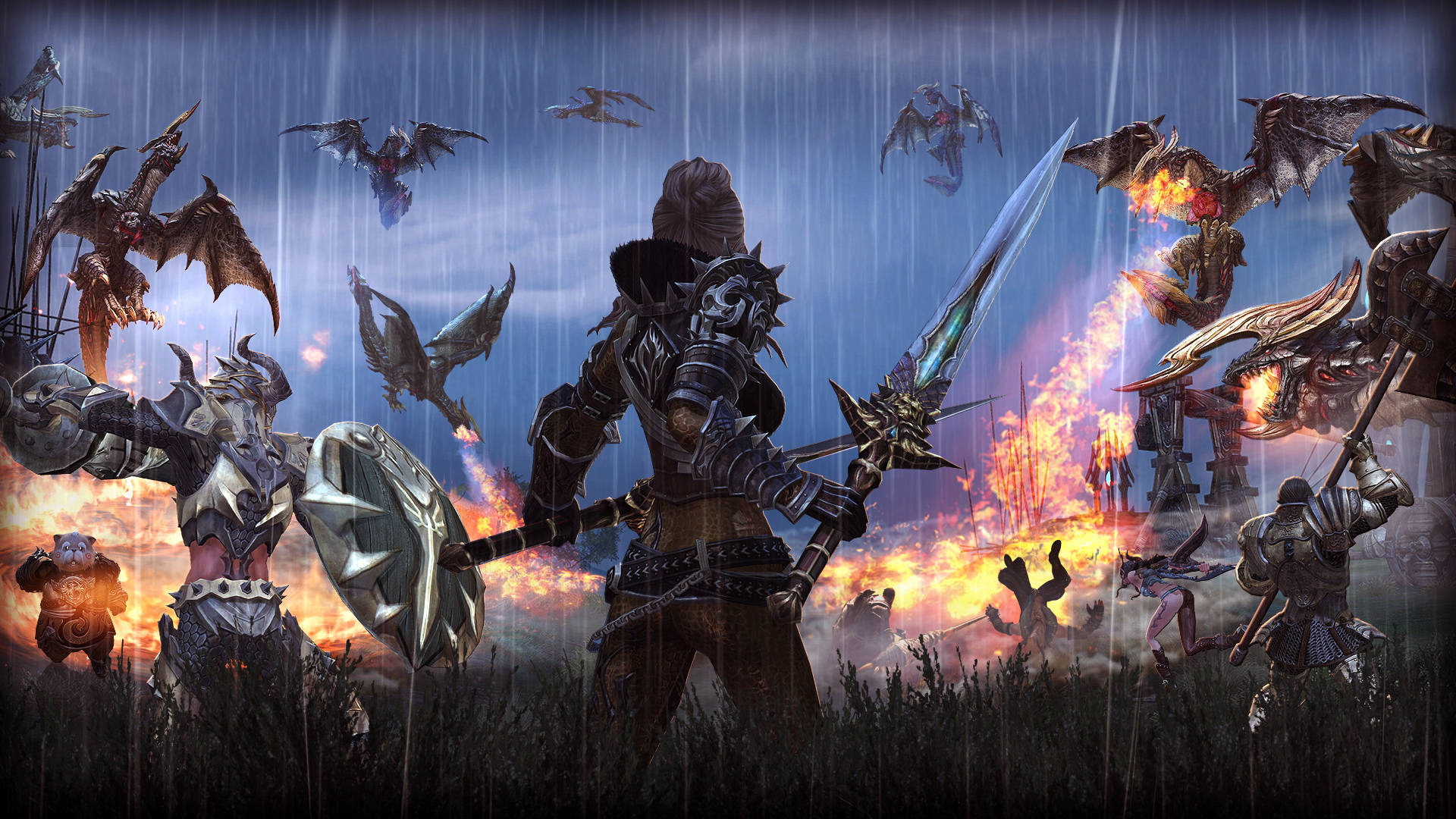 Tera Online Game Battle Against Dragons Wallpaper