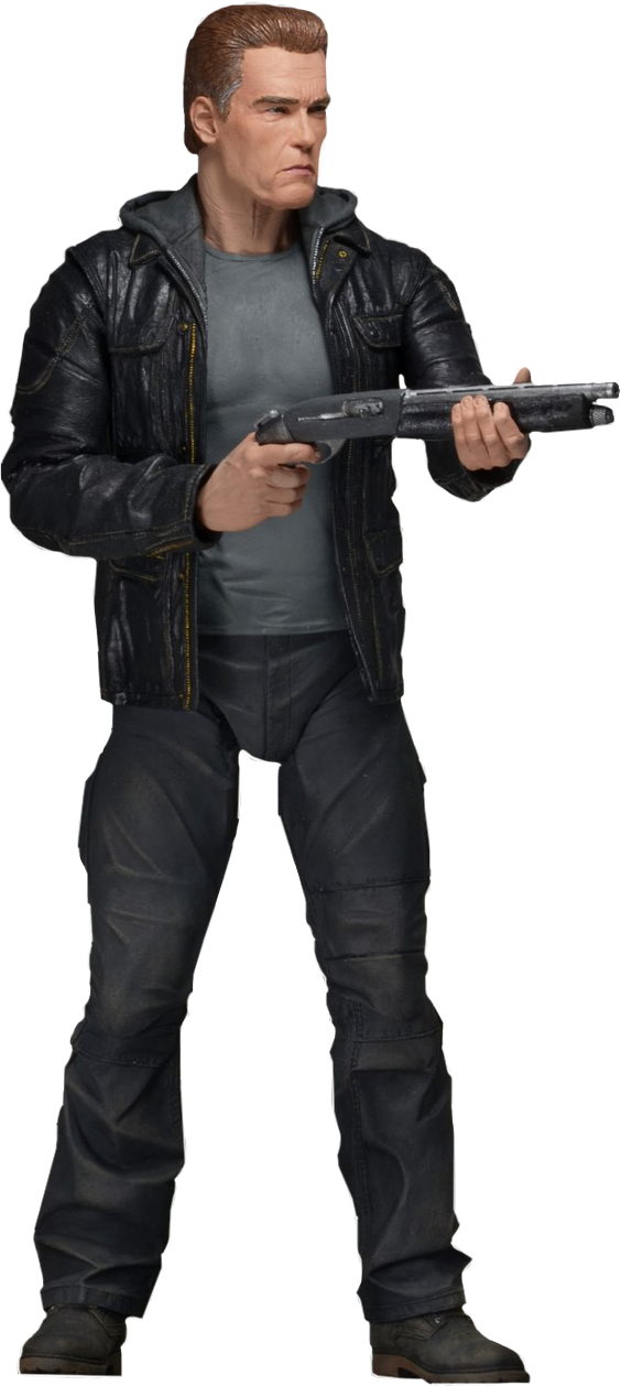 Terminator Action Figure With Gun PNG