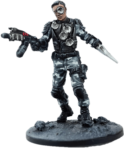 Terminator Figurewith Gunsand Knife PNG