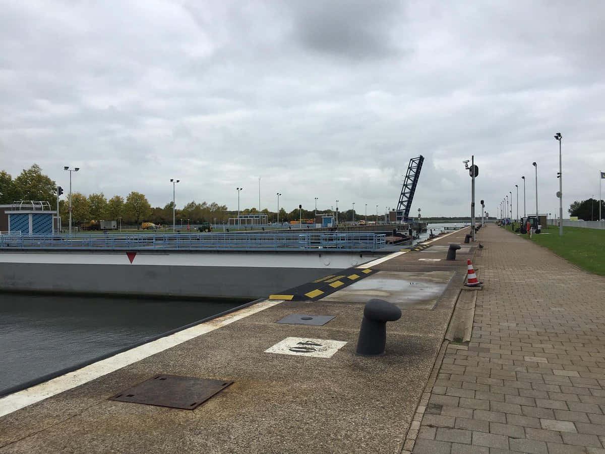 Terneuzen Kanal Sluse Og Bro Bakgrunnsbildet