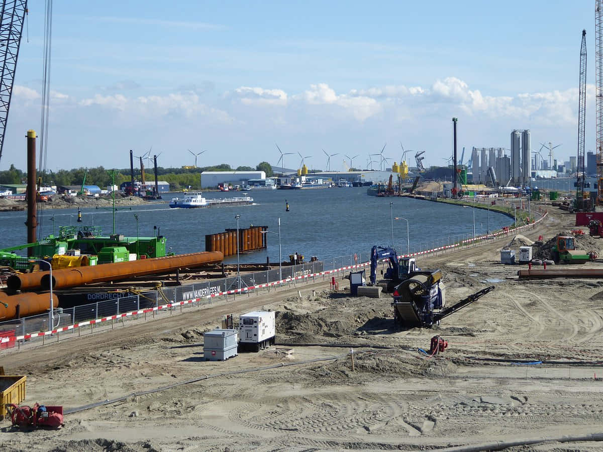 Terneuzen Construction Site Waterfront Wallpaper