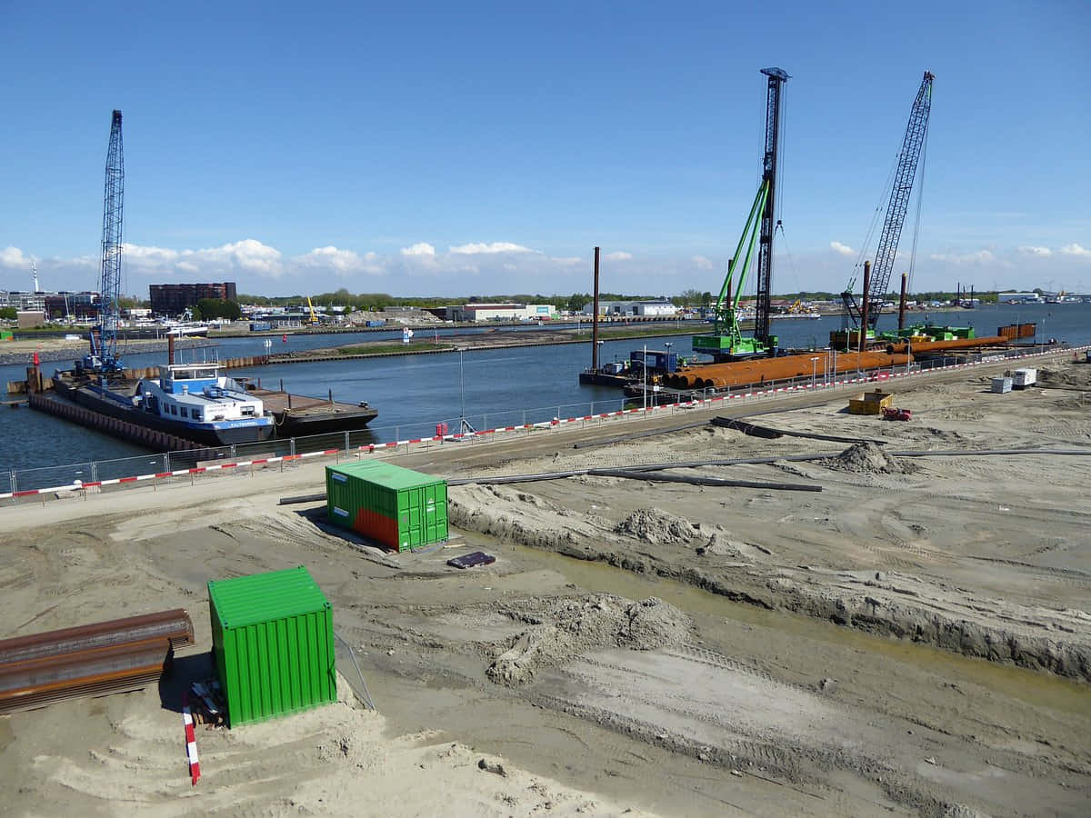 Terneuzen Construction Site Waterfront Wallpaper