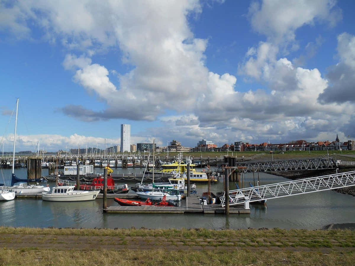 Terneuzen Marina Silhuett Bakgrunnsbildet