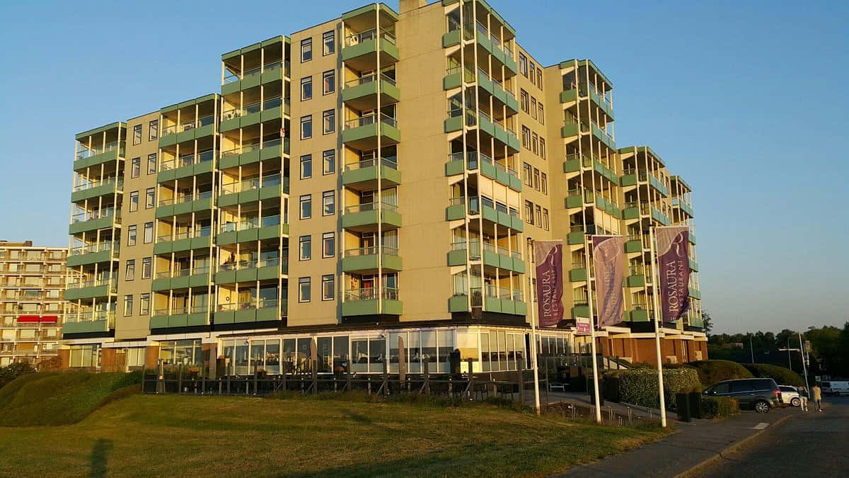 Terneuzen Modern Apartment Building Dusk Wallpaper