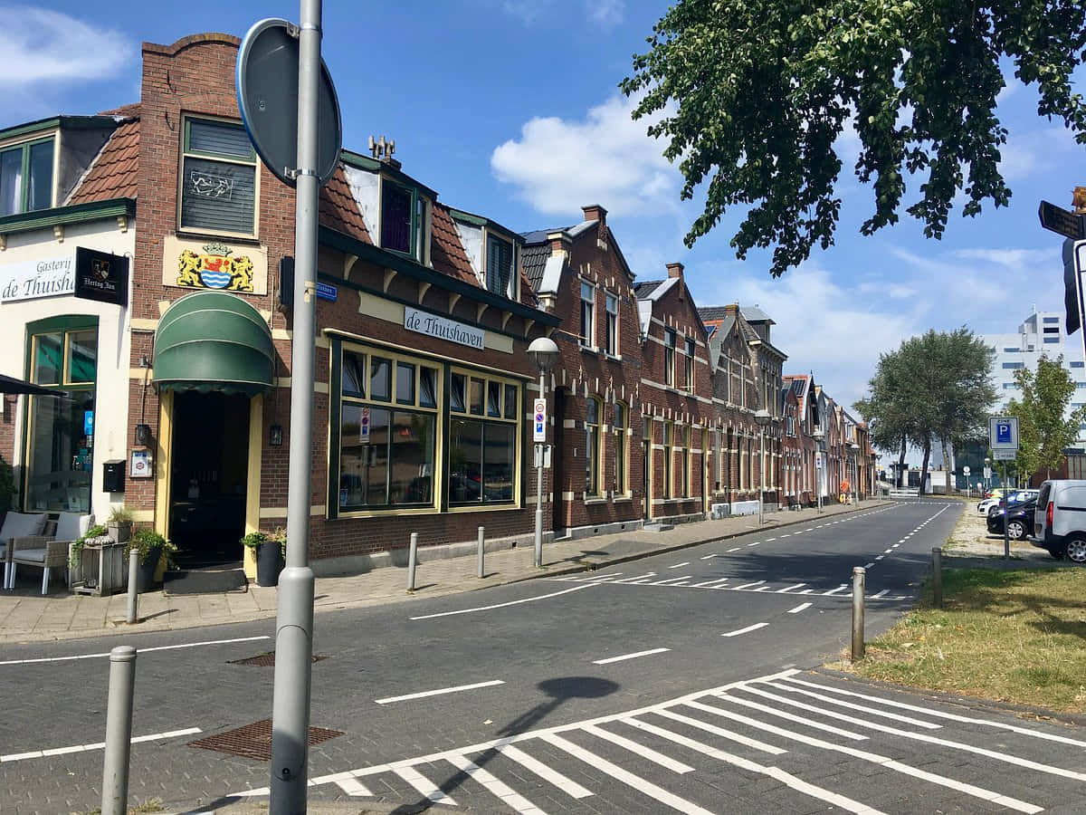 Terneuzen Street Viewwith Cafe Wallpaper