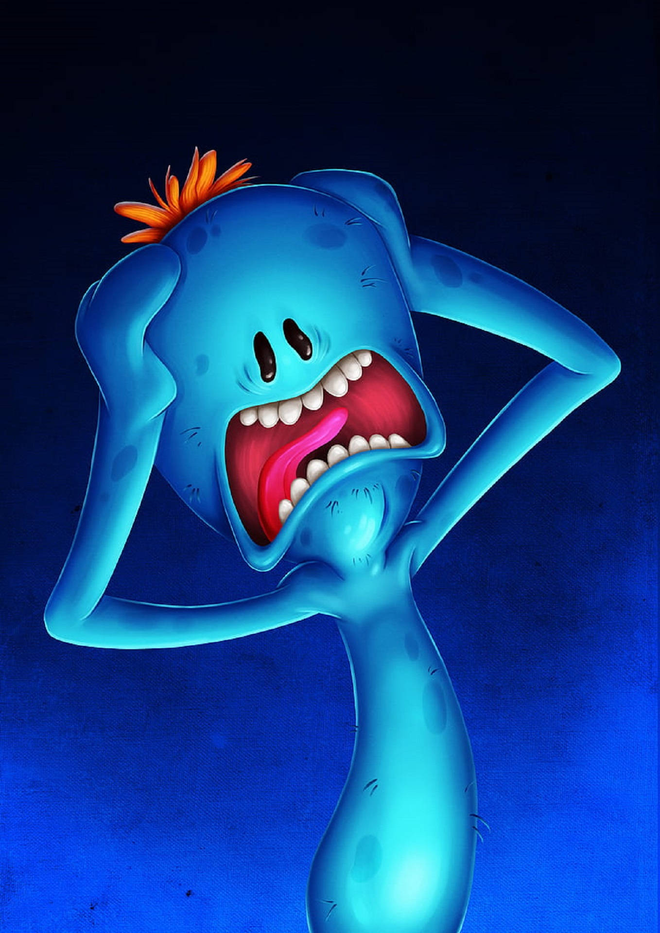 Terrified Mr Meeseeks In Blue Wallpaper